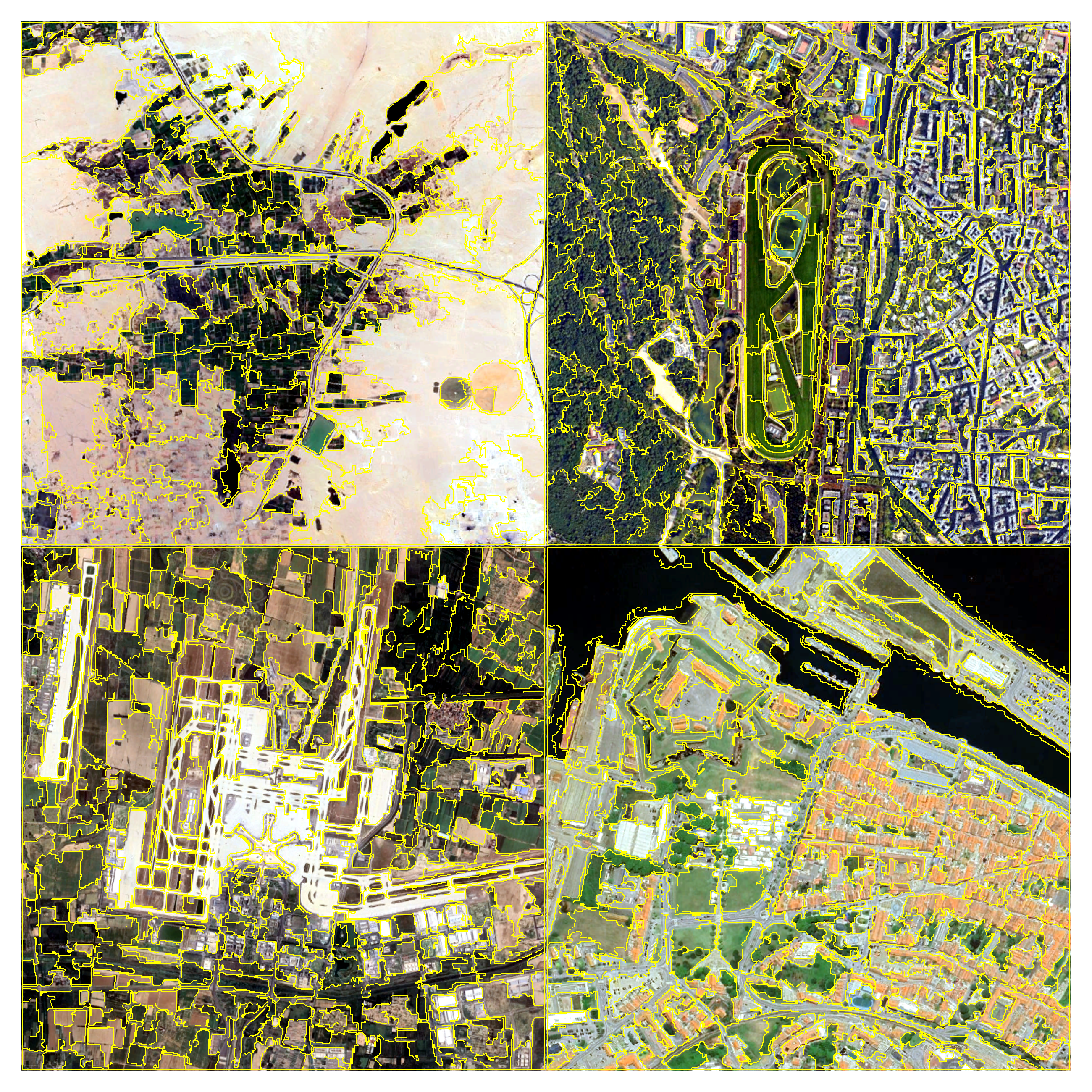 Some image segmentation examples (from top to bottom, left to right): Cairo (Egypt), Mumbai (India), Beijing (China), V. Castelo (Portugal). Images from Google Earth Pro